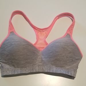 Grey and coral sports bra